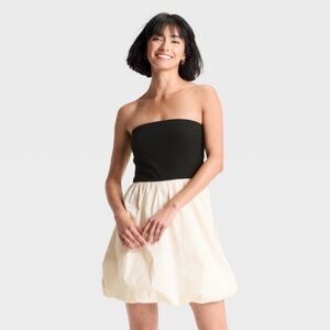NWT a new day Strapless Black and Cream Dress